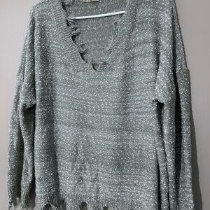 Sage Distressed Women's Sweater Large